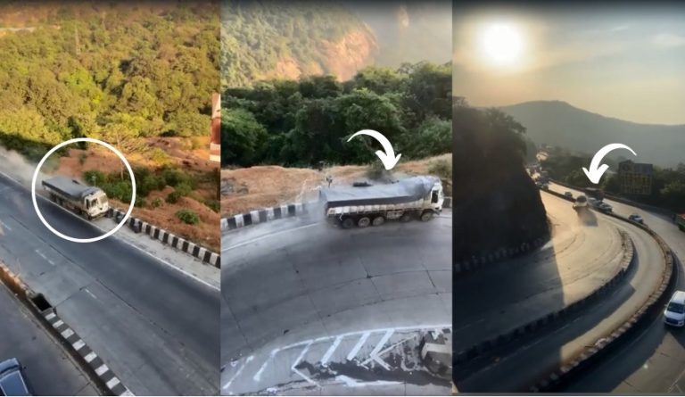 Viral Video-Truck accident due to breakfail at khandala ghat. Viral Video-Truck accident due to breakfail at khandala ghat.