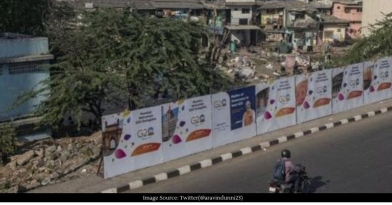 Mumbai Slums Draped With Sheets Overnight Ahead Of G20 Event Mumbai Slums Draped With Sheets Overnight Ahead Of G20 Event