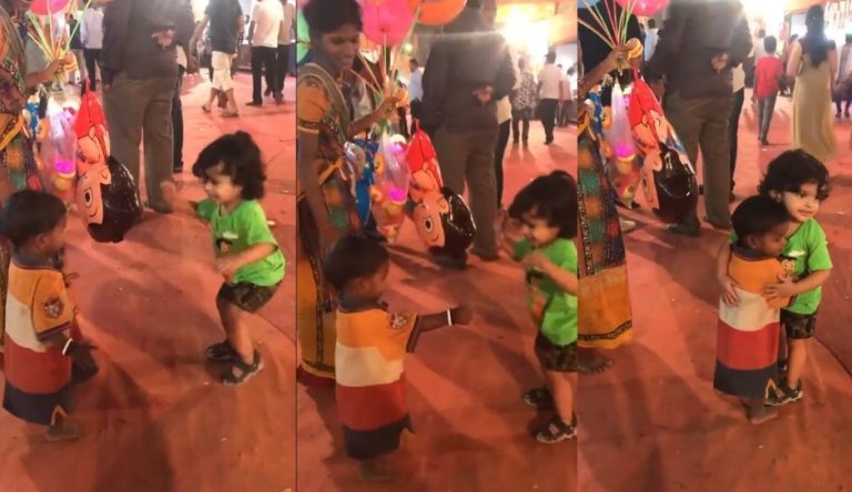 Viral video: Toy seller's son hugging little boy will melt your heart -