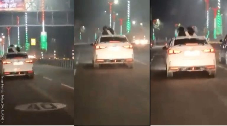 Lucknow Car Romance After scooty, lovers romance atop car in viral video