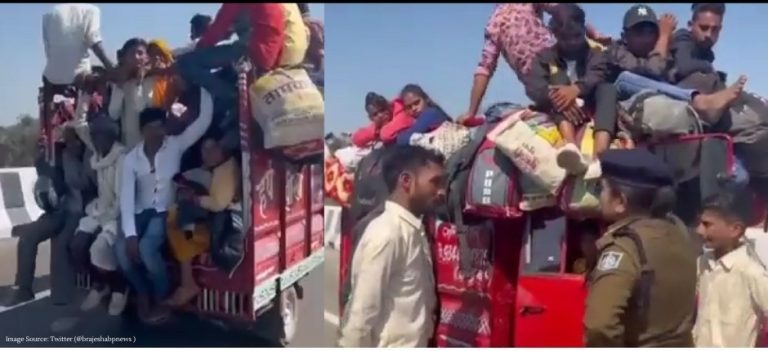 39 people sit in loader vehicle shocking video goes viral on social media