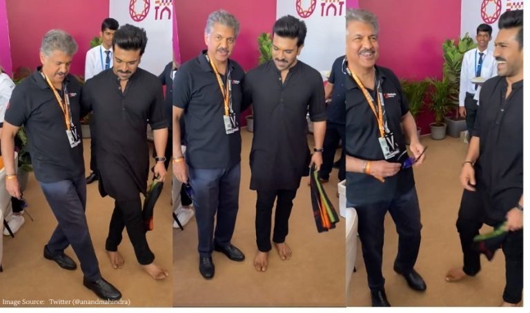 Ram Charan Teaches Anand Mahindra Hookstep Of Naatu Naatu