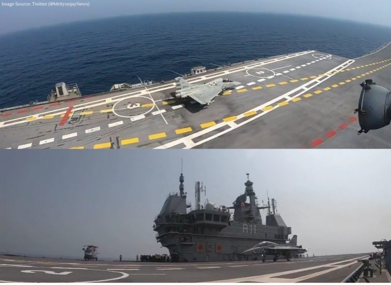 In a Historic First, LCA Tejas Lands on Aircraft Carrier INS Vikrant In a Historic First, LCA Tejas Lands on Aircraft Carrier INS Vikrant