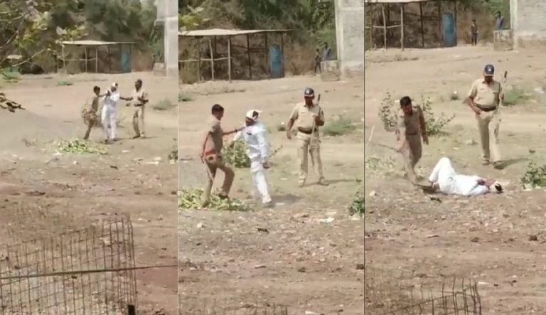 Jalgaon video viral beaten up by the police while giving a exam copy to a child for the paper