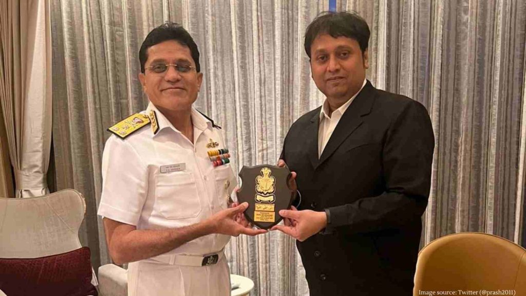 Prashant Karulkar of Karulkar Pratisthan received Indian Navy commendation medal citation from vice admiral s n ghormade