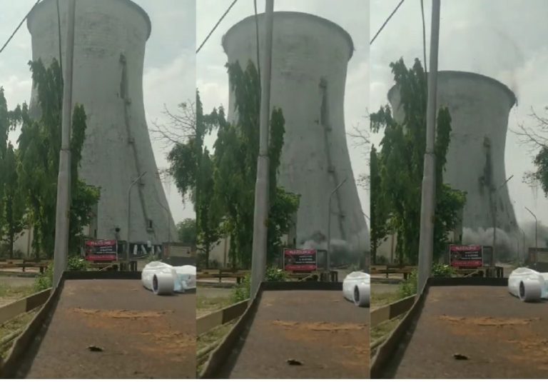 surat 85 feet long cooling tower collapse see video