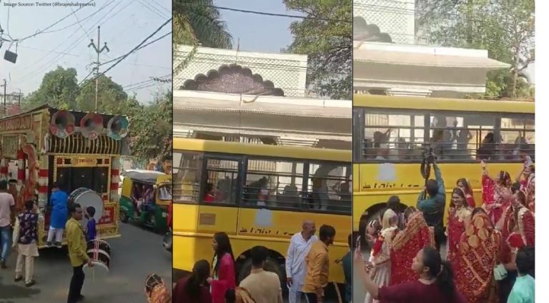 students dance on patli kamariya in school bus as dj in a baarat play