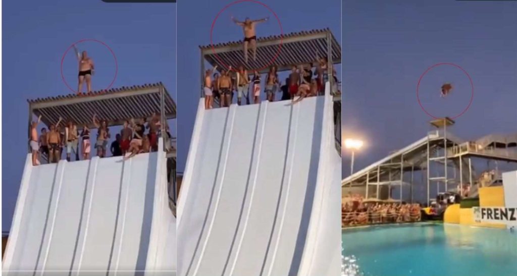 Huge jump in swimming pool