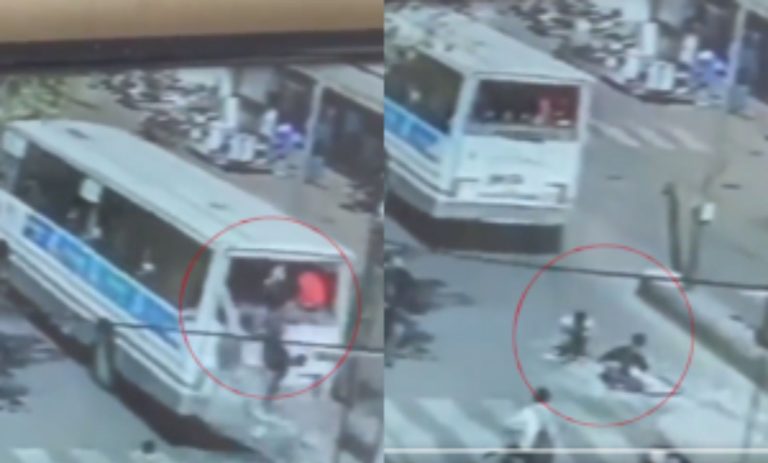 Accident at Jamnagar, People fall from running bus