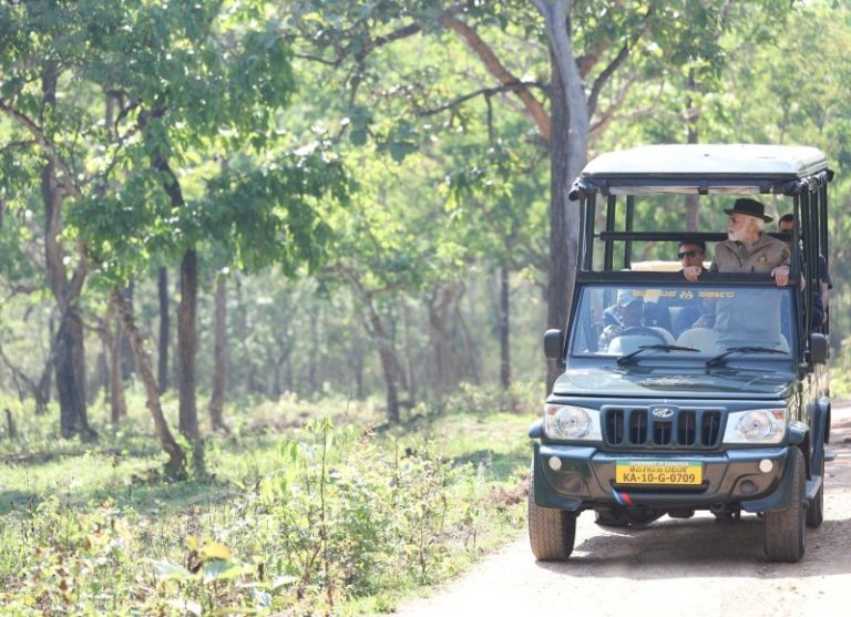 Modi goes on jungle safari at Bandipur Tiger Reserve