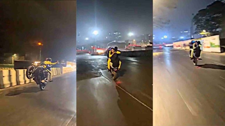Biker arrested by Mumbai police for performing stunts Biker arrested by Mumbai police for performing stunts