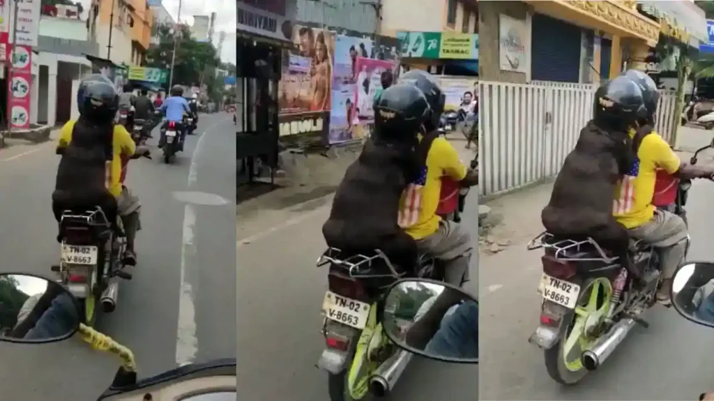 Tamil Nadu man rides bike with helmet-wearing pet dog, leaves onlookers speechless. Watch