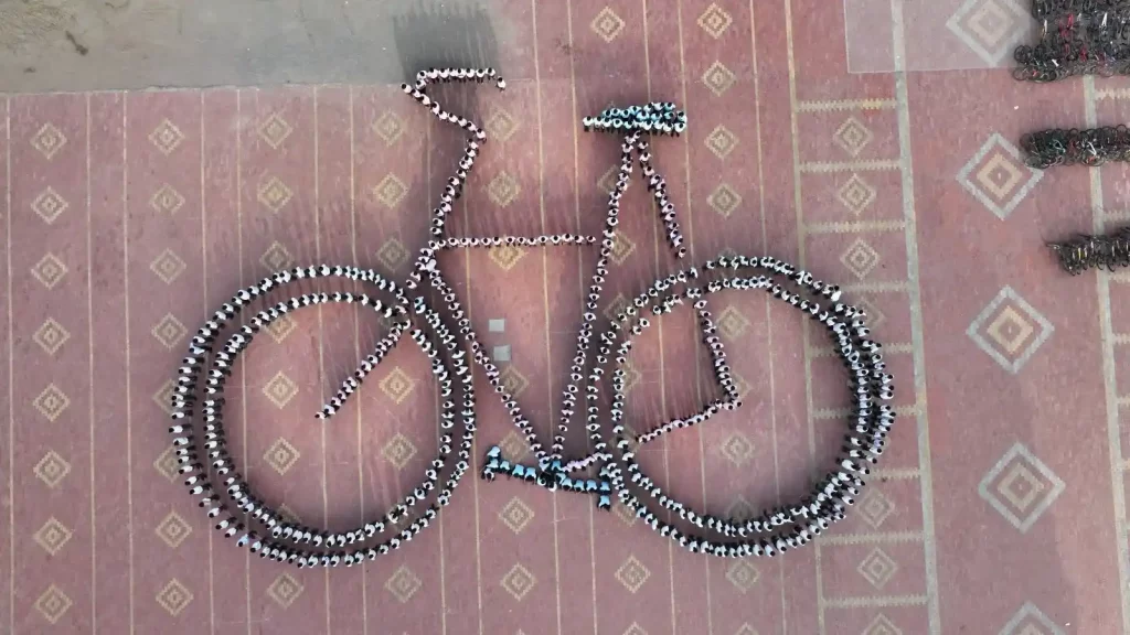 In pictures: 500 students create human figure of bicycle in Surat
