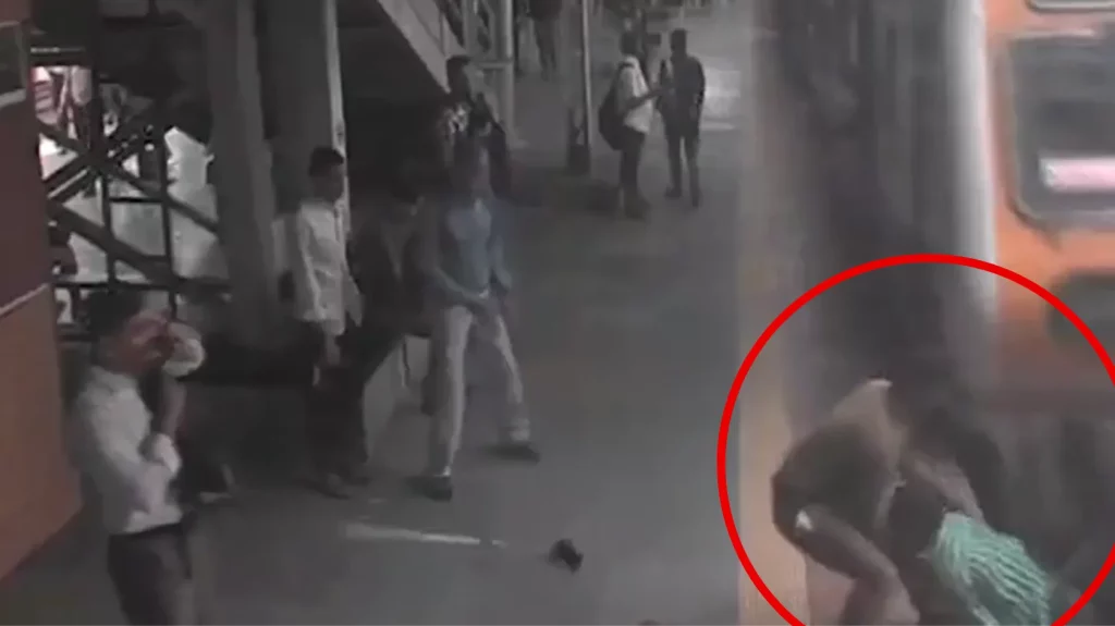constable Rescues A Man Who Was Cut Under A Train While Crossing A Railway Track.