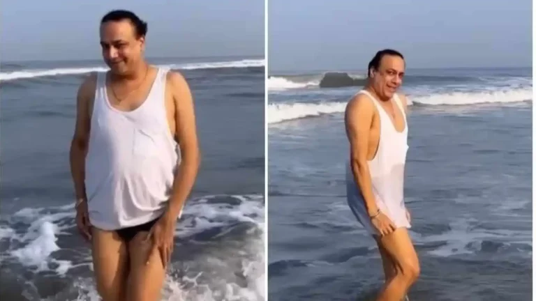 men wear bikini dance viral uncle wearing men bikini showed the killer dance moves in the sea