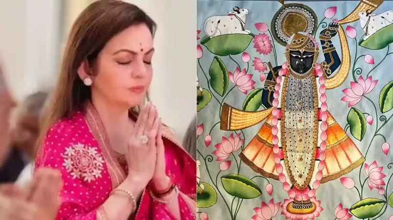 nita ambani took sendal before touching shrinathji painting nita ambani receives shrinathji painting in gift she took off her sandals before touching it