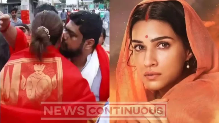 adipurush director om raut kisses and hugs kriti sanon in tirupati temple created controversy video goes viral