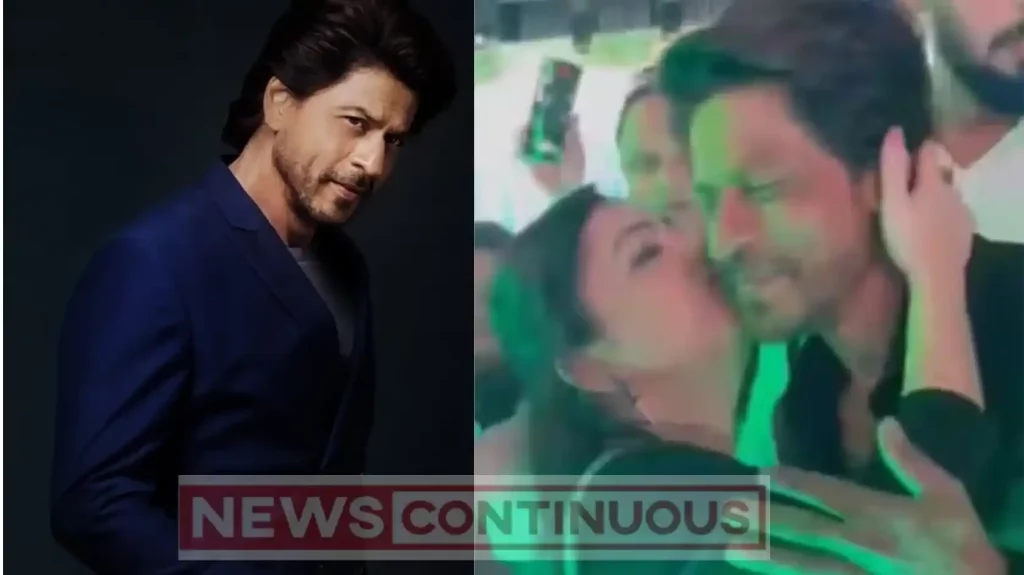 female fan kisses shahrukh khan in the middle of an event