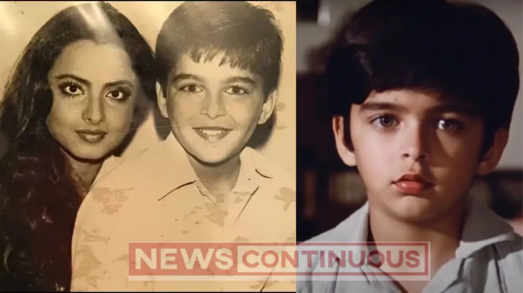 this good looking boy sitting on rekha lap work with shah rukh khan