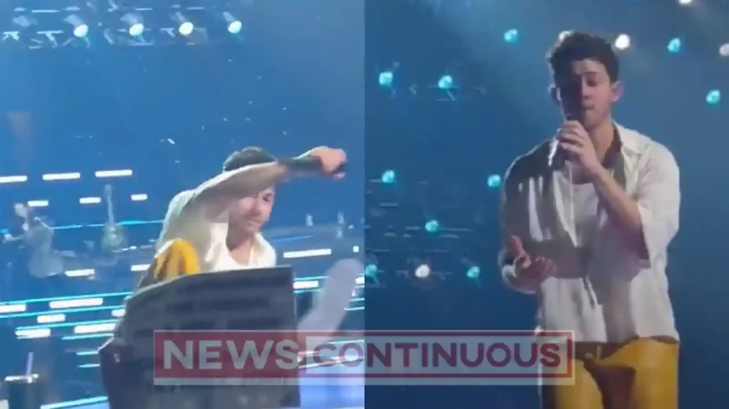 priyanka chopra husband nick jonas falls on stage during jonas brothers concert