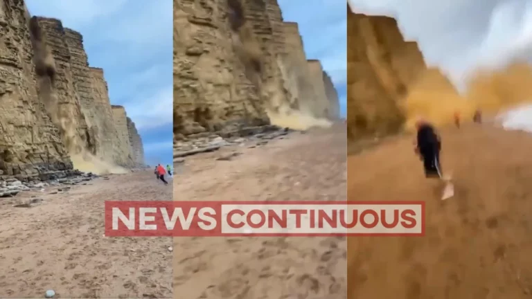 UK Viral Video: Shocking Video Shows Tourists Narrowly Escaping Cliff Collapse On UK Beach