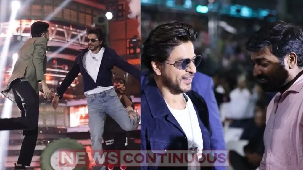 jawan audio launch event shahrukh khan grand entry actor greets vijay sethupathi and dance with anirudh