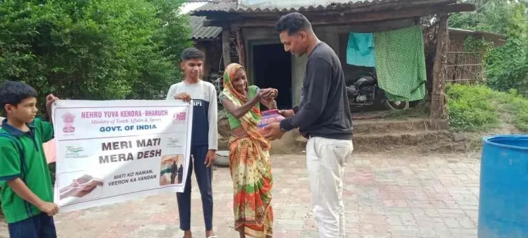 Nehru Yuva Kendra Bharuch collected soil for Amrit Kalash Yatra under Meri Mati Mera Desh programme.