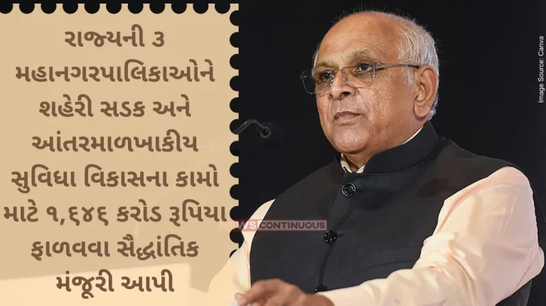 CM Bhupendra Patel 3 Municipal Corporations of the State received in-principle approval to allocate Rs 1,646 crore for the development of urban roads.