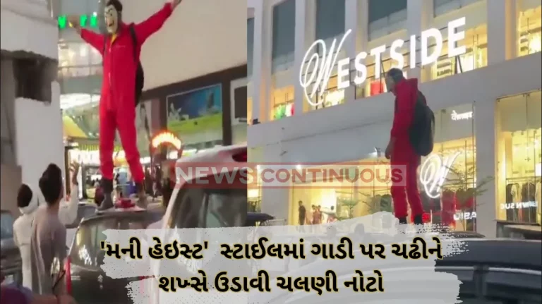 Money Heist : Man dressed in ‘Money Heist’ costume showers cash on crowd in Jaipur Money Heist : Man dressed in ‘Money Heist’ costume showers cash on crowd in Jaipur