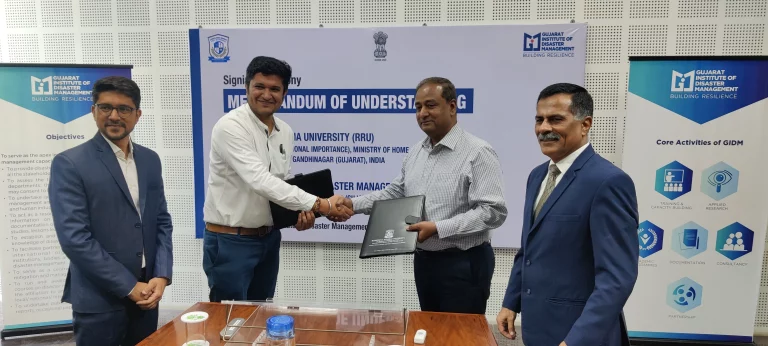Rashtriya Raksha University (RRU) and Gujarat Institute of Disaster Management (GIDM) signed the MoU.