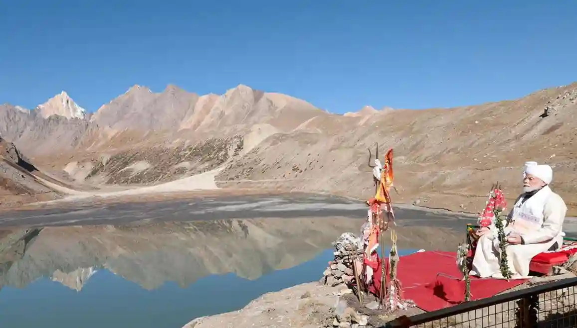 PM Modi Adi Kailash : In Pics, PM Modi, In Traditional Outfit, Meditates Near Adi Kailash