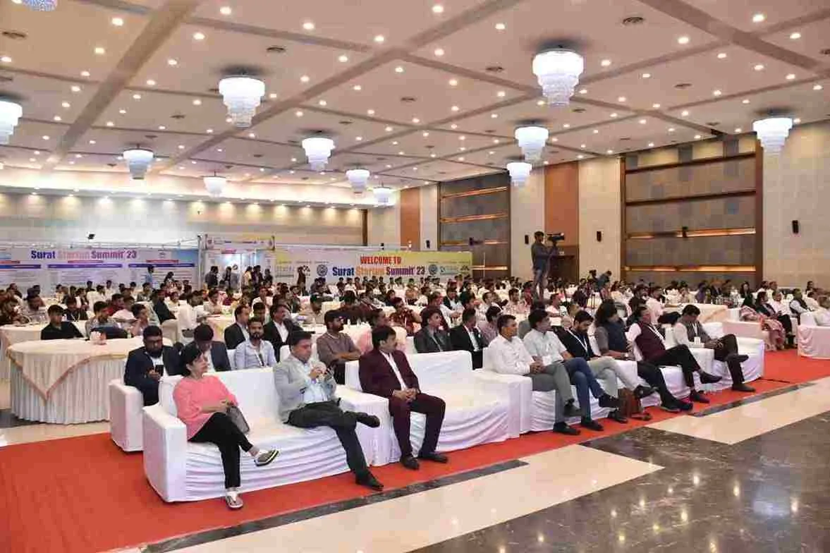 Home Minister Harsh Sanghvi inaugurated the 'Surat Start Up Summit 2023' organized by SGCCI at Sarsana, Surat.