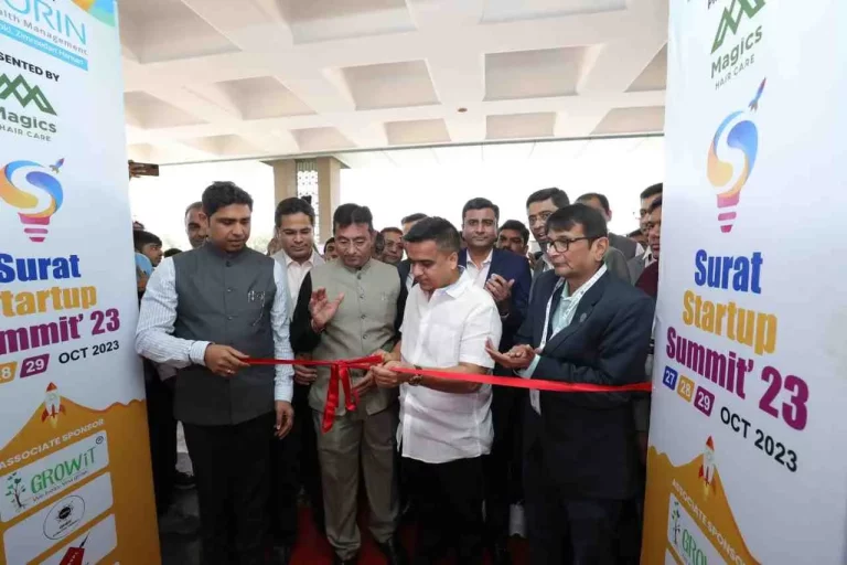Home Minister Harsh Sanghvi inaugurated the 'Surat Start Up Summit 2023' organized by SGCCI at Sarsana, Surat.