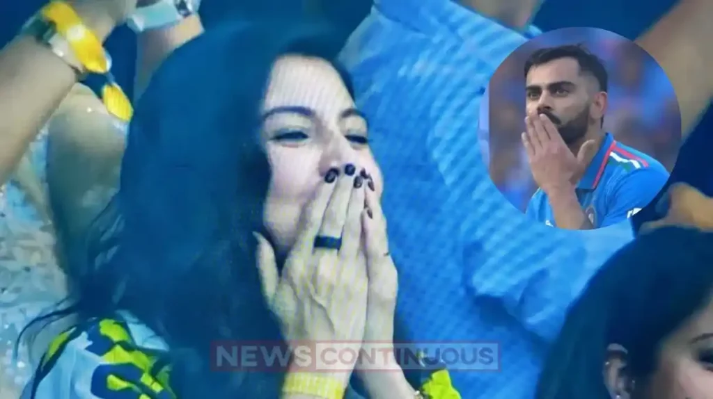 ind vs nz match virat kohli anushka sharma exchange flying kiss