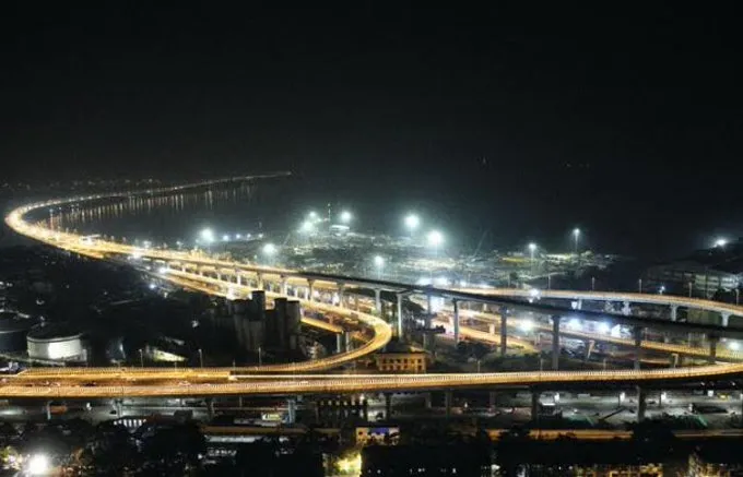 India's longest sea bridge, Sewri–Nhava Sheva Sea Link bridge lit up with 1200 lights