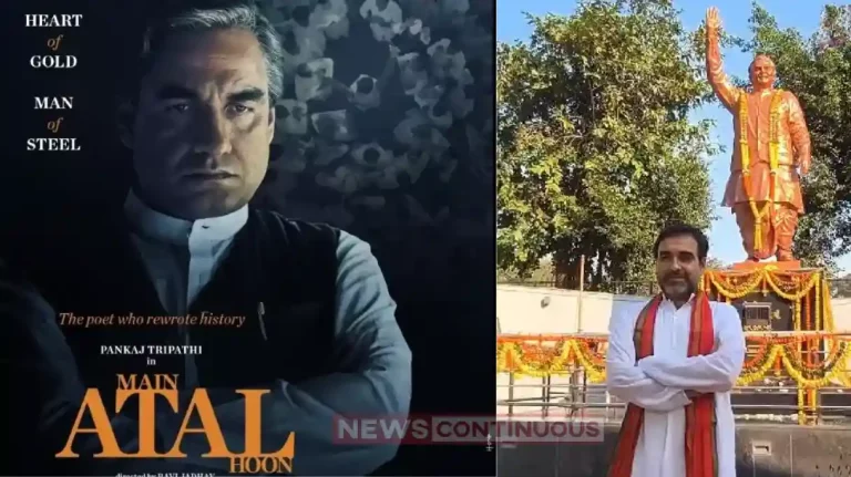 Main Atal Hoon Pankaj Tripathi visits the giant statue of Bharat Ratna Atal Bihari Vajpayee in North Mumbai