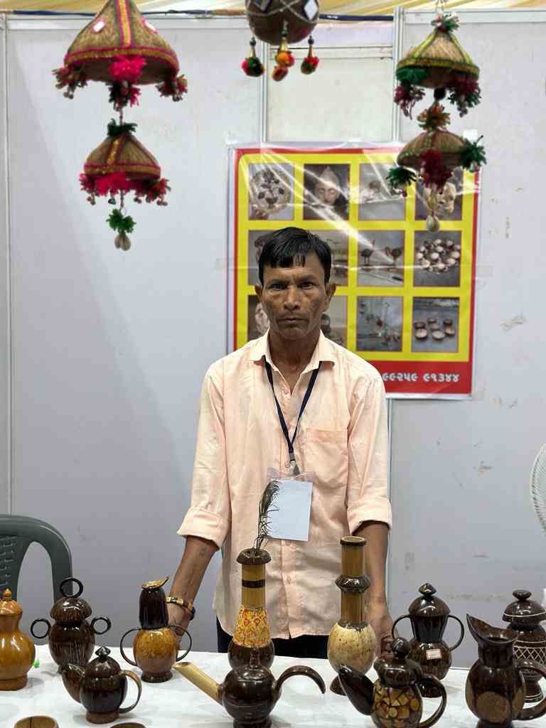 Shankarbhai Shrimali making innovative home decor items from unused coconut husks
