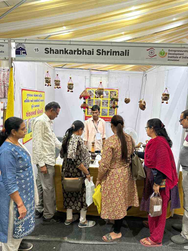 Shankarbhai Shrimali making innovative home decor items from unused coconut husks