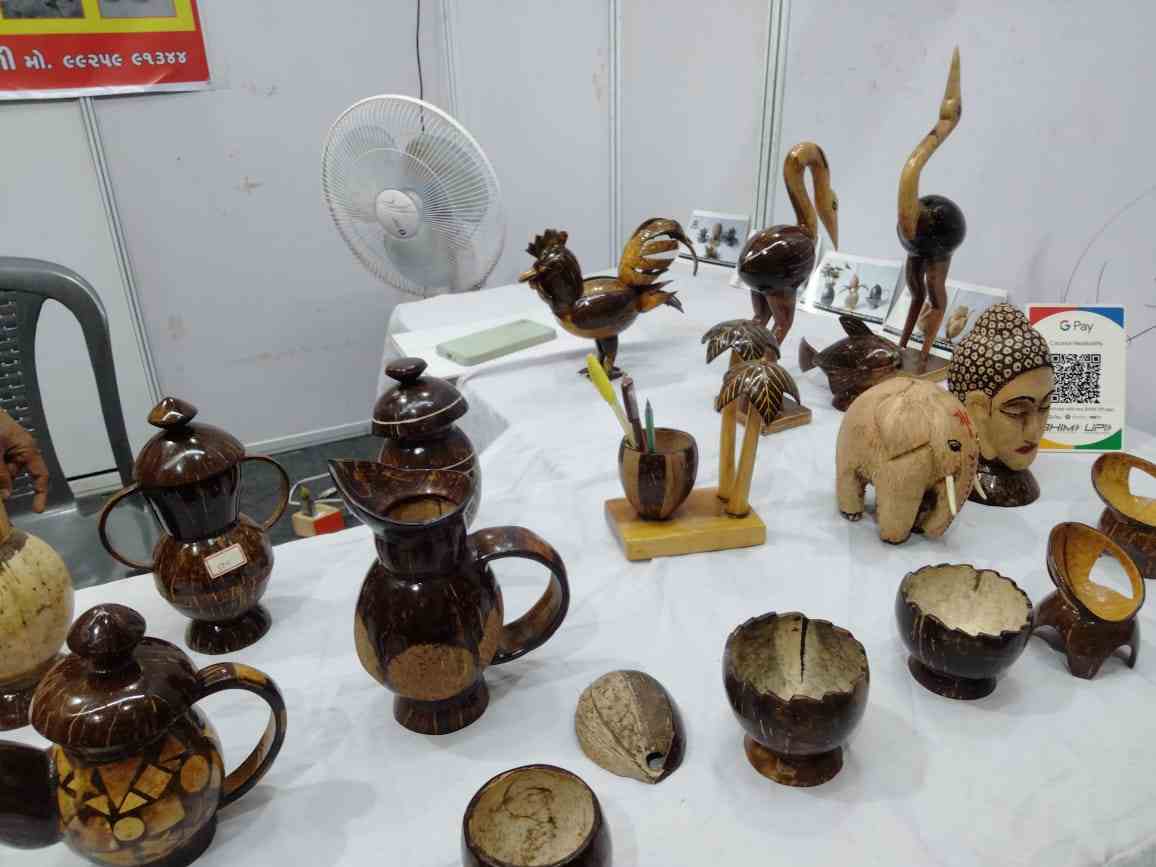 Shankarbhai Shrimali making innovative home decor items from unused coconut husks