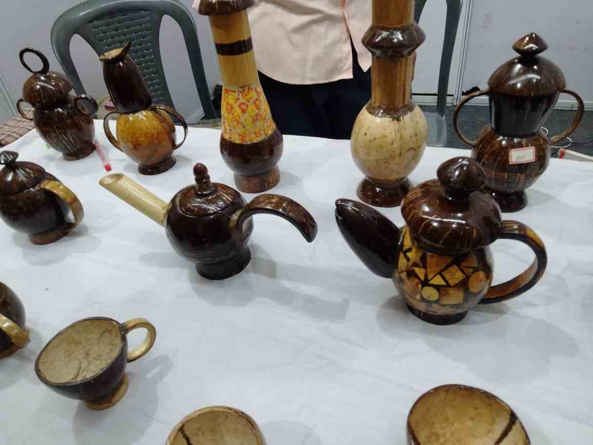 Shankarbhai Shrimali making innovative home decor items from unused coconut husks