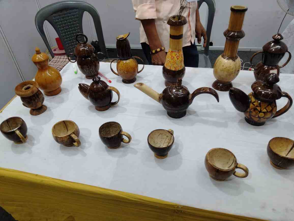 Shankarbhai Shrimali making innovative home decor items from unused coconut husks