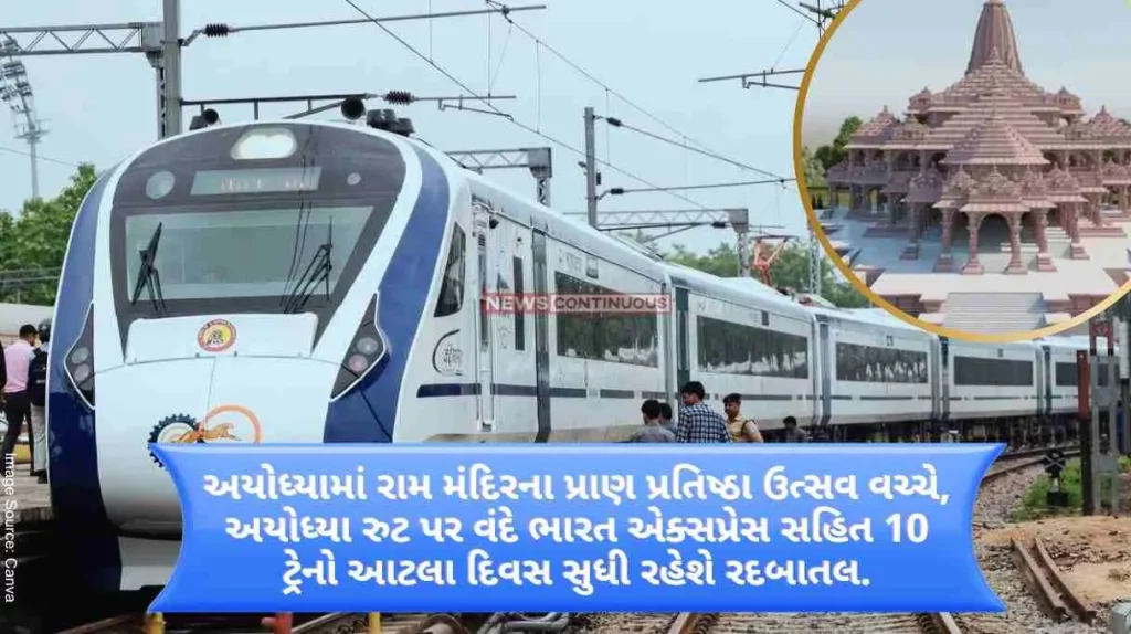 Amid the Prana Pratistha festival of Ram temple in Ayodhya, 10 trains including Vande Bharat Express on Ayodhya route will be canceled till this day.. 35 will be diverted..