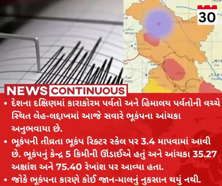 Earthquake Earthquake of 3.4 magnitude strikes Ladakh
