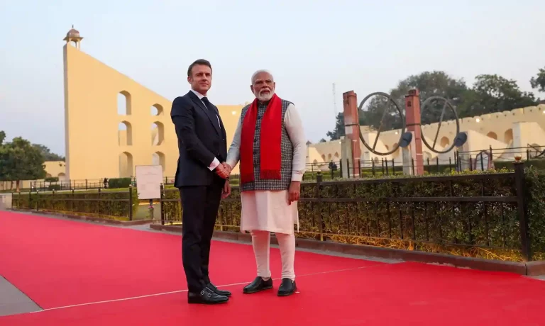 Macron India visit PM visits Jantar Mantar in Jaipur with France Prez Emmanuel Macron