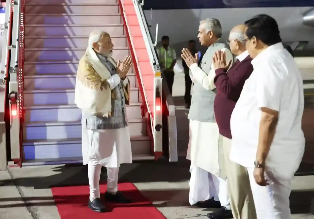 PM Modi arrives in Ahmedabad to inaugurate Vibrant Gujarat summit on Jan 9