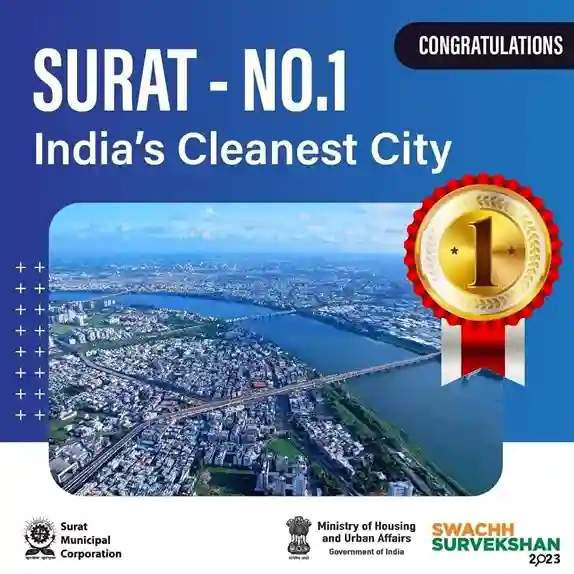 Surat awarded as cleanest city of India in Swachh Survekshan 2023