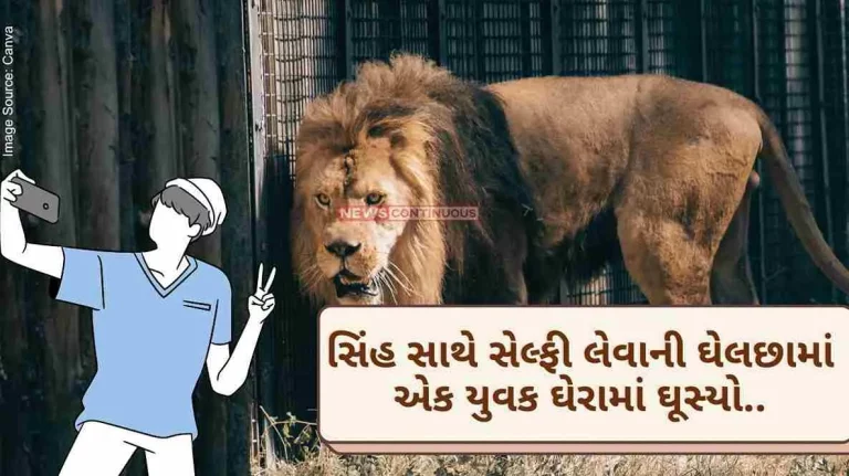 Andhra Pradesh In the frenzy of taking a selfie with a lion, a young man entered the enclosure, then this happened..