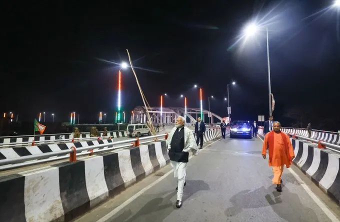 PM Modi in Varanasi PM Modi reaches Kashi, takes stock of four-lane road