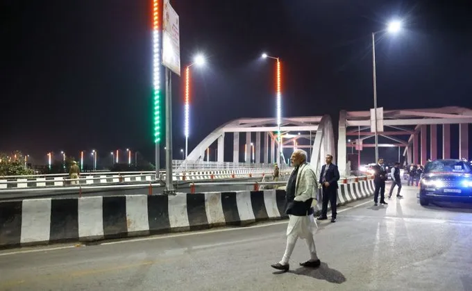 PM Modi in Varanasi PM Modi reaches Kashi, takes stock of four-lane road