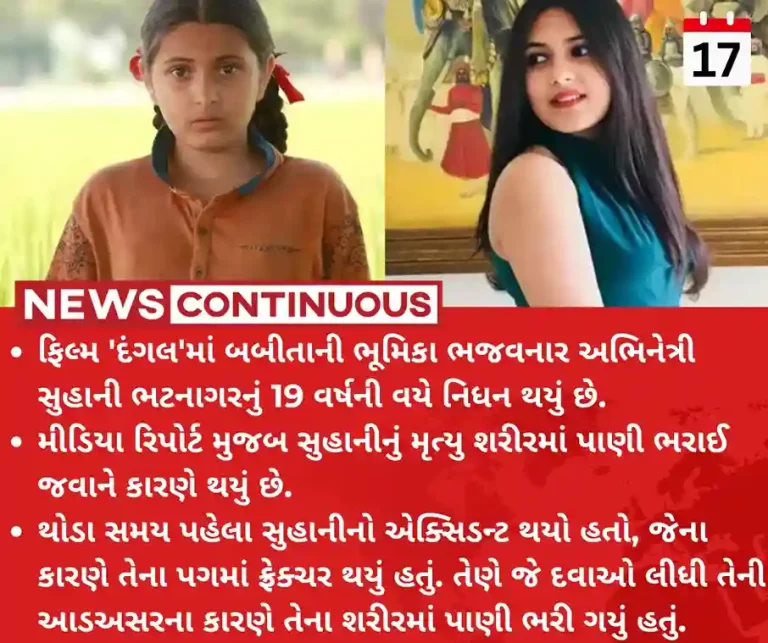 Suhani Bhatnagar Suhani Bhatnagar, Who Played Child Babita Phogat In Aamir Khan's Dangal, Dies At 19